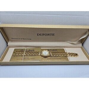 Dufonte Lucien Piccard Womens Gold Crystals Bracelet Watch Classic New Battery